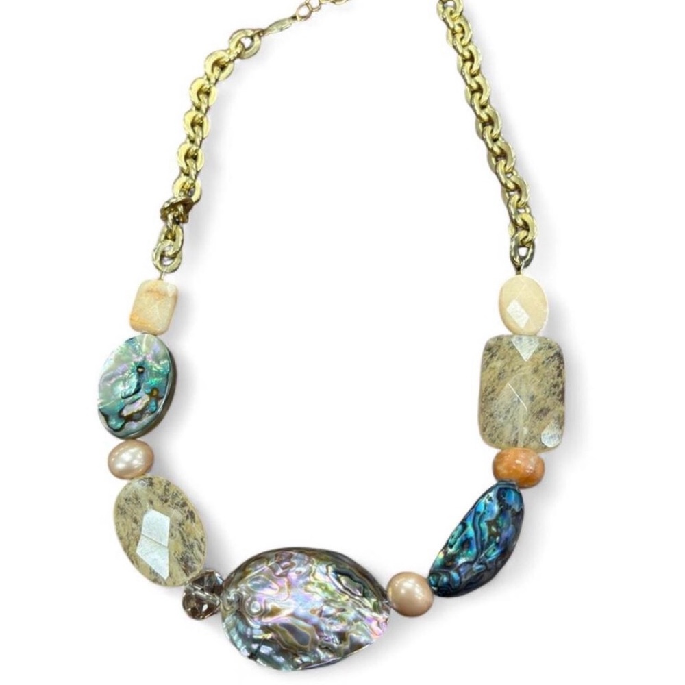 A.V. Max Gold and Multicolored Stone Necklace
